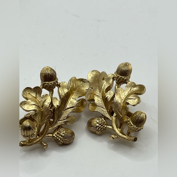 Vintage Crown Trifari Acorn and Oak Leaf Bracelet Earrings Set Alfred Philippe - Picture 3 of 14
